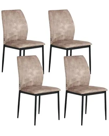 Set of 4 Dining Chairs ROCHEPORT Fabric Taupe - Dining Room
