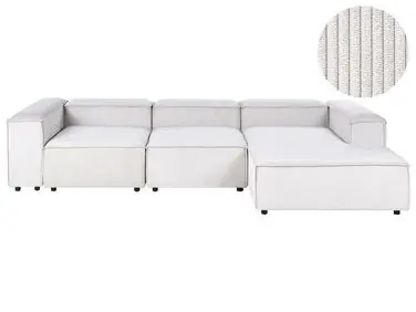 Sofá modular esquinero 4 plazas ARDAL Izquierda Blanco crema Pana - Sala de estar