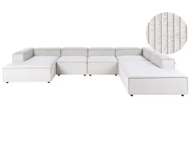 Sofá modular esquinero 5 plazas ARDAL Izquierda Blanco crema Pana - Sala de estar