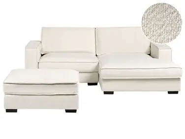 Sofá esquinero KOLDING Bouclé Beige claro con otomana Izquierda - Sala de estar