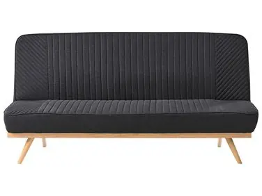 Sofa Bed 2 Seater KALFAFEL Fabric Black - Living Room