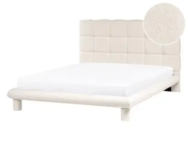 Bed Boucle CRESSAT 140 x 200 cm (EU Double) Off-White