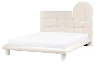 Bed Boucle CRESSAT 160 x 200 cm (EU King Size) Off-White