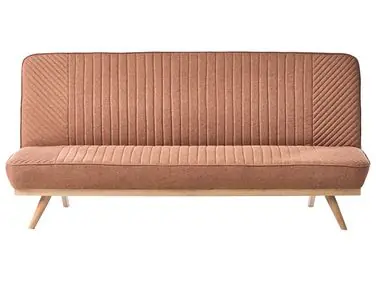 Sofa Bed 2 Seater KALFAFEL Fabric Golden Brown - Living Room