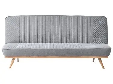 Sofa Bed 2 Seater KALFAFEL Fabric Grey - Living Room