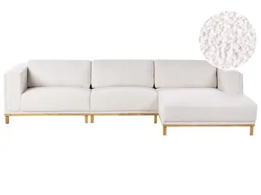 Sofá esquinero 5 plazas VENG Tela Blanco crema Izquierda - Sala de estar