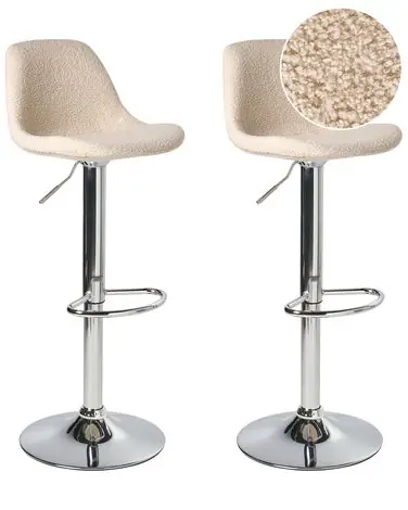 Conjunto de 2 sillas de bar KAHLA Bouclé giratoria Beige claro - Comedor