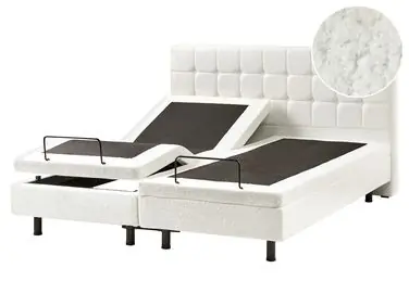 Adjustable Bed Boucle DUKE 160 x 200 cm (EU King Size) Off-White