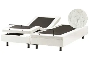 Adjustable Bed without Headboard Boucle DUKE 180 x 200 cm (EU Super King) Off-White