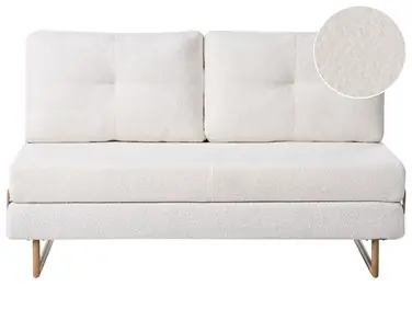 Sofa Bed 3 Seater JERSLEV Boucle Off-White