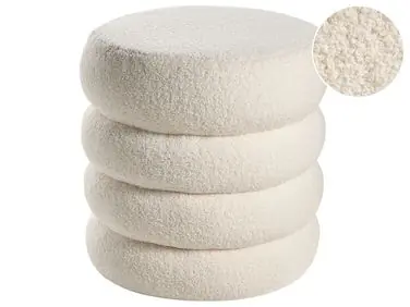 Puf SUMPTER Bouclé Blanco crema - Accesorios decorativos
