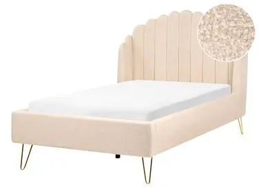 Bed Boucle AMBILLOU 120 x 200 cm (EU Small Double) Beige - Bedroom