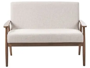 Sofá 2 plazas ESRUM Tela Marrón oscuro/Beige - Sala de estar