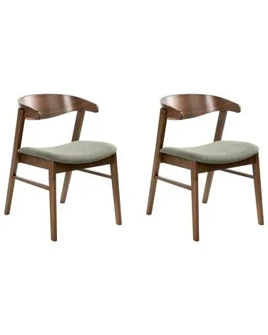 Conjunto de 2 sillas de comedor LILLY Tela Verde oscuro/Marrón