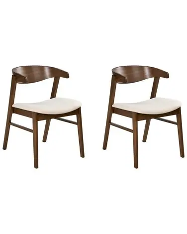 Conjunto de 2 sillas de comedor LILLY Tela Marrón/Blanco crema