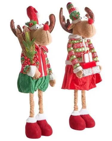 Conjunto de 2 decoraciones de Navidad ULDALSANA Reno 66-95 cm Multicolor