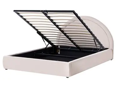 Ottoman Bed MOUZON Fabric Light Beige 160 x 200 cm (EU King Size) - Bedroom