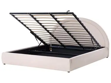 Cama con almacenaje MOUZON Tela Beige claro 180 x 200 cm - Dormitorio