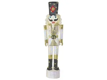 Decoración de exterior LED STOROVAN Cascanueces 152 cm Blanco/Dorado - Accesorios decorativos
