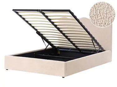 Cama con almacenaje NANTERRE Bouclé Beige 140 x 200 cm - Dormitorio