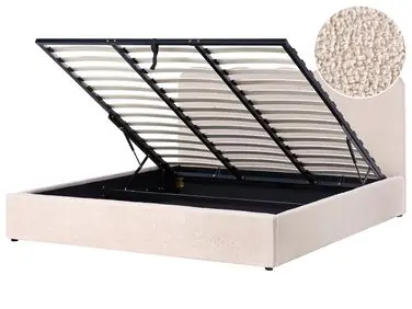 Ottoman Bed NANTERRE Boucle Beige 180 x 200 cm (EU Super King) - Bedroom