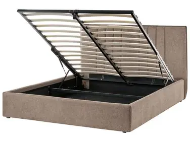 Ottoman Bed TARASCON Fabric Taupe 140 x 200 cm (EU Double) - Bedroom