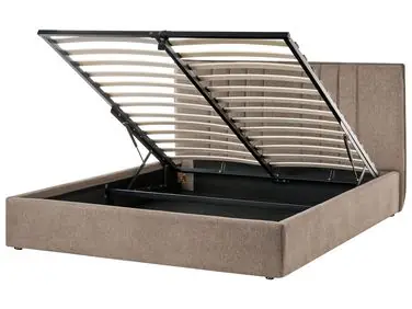 Ottoman Bed TARASCON Fabric Taupe 160 x 200 cm (EU King Size) - Bedroom