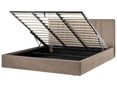 Ottoman Bed TARASCON Fabric Taupe 180 x 200 cm (EU Super King) - Bedroom