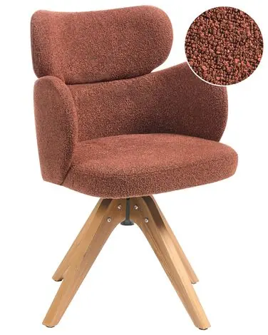 Silla de comedor giratoria MARCY Bouclé Naranja
