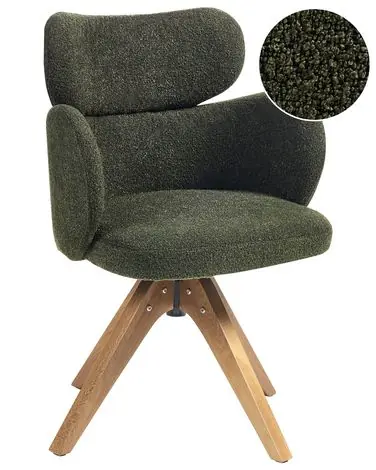 Silla de comedor giratoria MARCY Bouclé Verde oscuro
