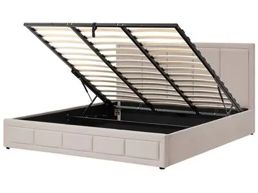 Ottoman Bed QUIBERON Fabric Beige 180 x 200 cm (EU Super King) - Bedroom