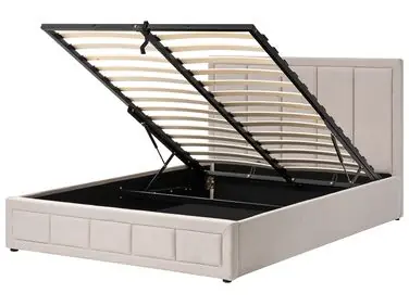 Ottoman Bed QUIBERON Fabric Beige 160 x 200 cm (EU King Size) - Bedroom
