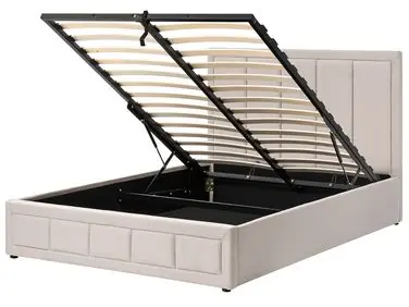 Ottoman Bed QUIBERON Fabric Beige 140 x 200 cm (EU Double) - Bedroom