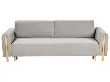 Sofa Bed 3 Seater KVAM Fabric Grey with Storage - Living Room