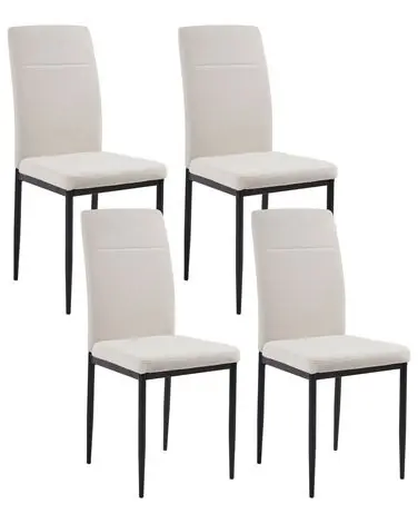 Set of 4 Dining Chairs RINER Fabric Light Beige - Dining Room