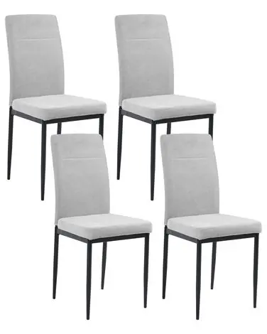Set of 4 Dining Chairs RINER Fabric Grey - Dining Room