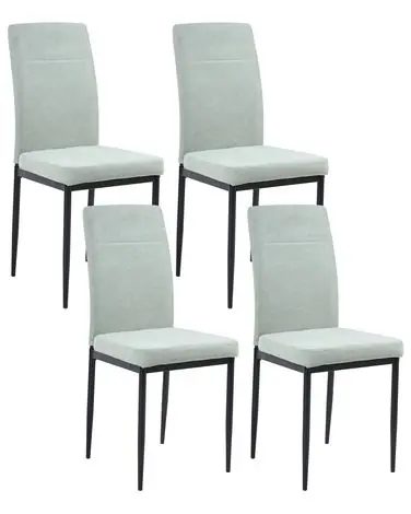Set of 4 Dining Chairs RINER Fabric Light Green - Dining Room