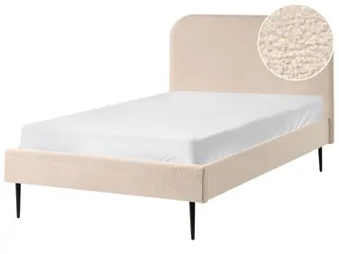 Bed Boucle FLAYAT 120 x 200 cm (EU Small Double) Light Beige - Bedroom
