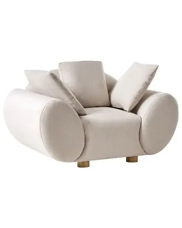 Armchair RINGEL with Cushions Fabric Light Beige - Living Room