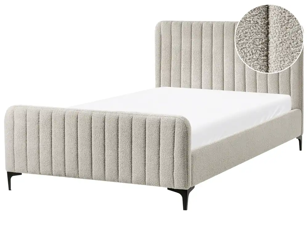 Bed Boucle LUNAN 120 x 200 cm (EU Small Double) Beige - Bedroom