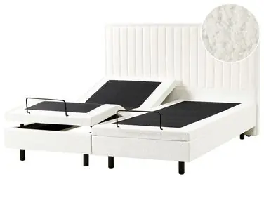 Adjustable Bed Boucle CASTELLAN 180 x 200 cm (EU Super King) Off-White