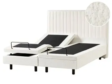 Adjustable Bed Boucle CASTELLAN 160 x 200 cm (EU King Size) Off-White