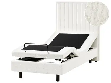 Adjustable Bed Boucle CASTELLAN 90 x 200 cm (EU Single) Off-White