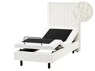 Adjustable Bed Boucle CASTELLAN 80 x 200 cm (EU Small Single) Off-White
