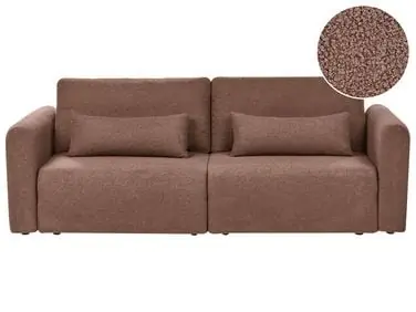 Sofa Bed 3 Seater VAXHOLM Boucle Brown with Storage - Living Room
