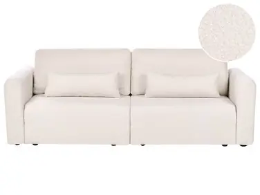 Sofa Bed 3 Seater VAXHOLM Boucle Light Beige with Storage - Living Room