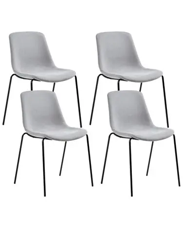 Set of 4 Dining Chairs TILLER Fabric Grey - Dining Room