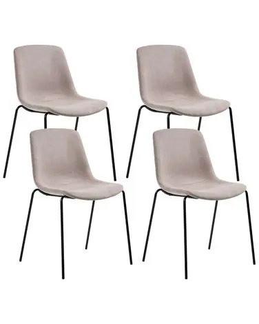 Set of 4 Dining Chairs TILLER Fabric Beige - Dining Room