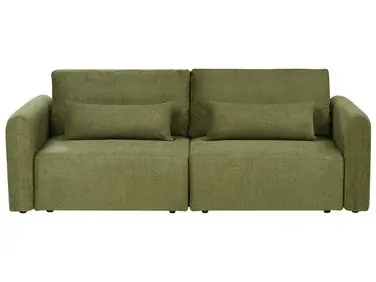 Sofa Bed 3 Seater VAXHOLM Fabric Green with Storage - Living Room
