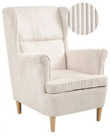 Wingback Chair ABSON Corduroy Light Beige - Living Room